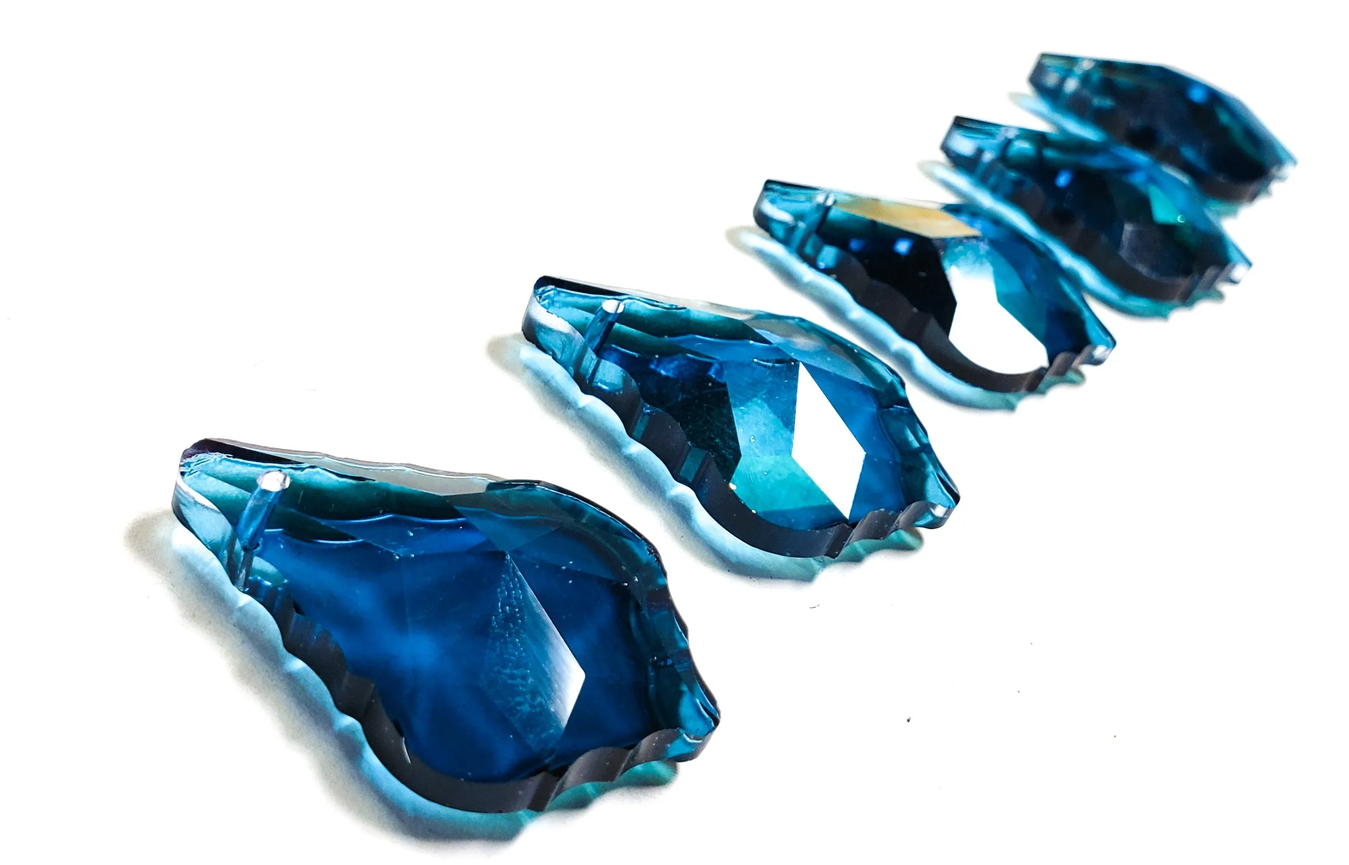 Zircon Blue French Cut Chandelier Crystals, Pack of 5 Pendants