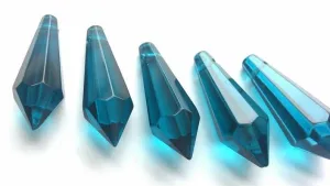 Zircon Blue Icicle Chandelier Crystals, Pack of 5 Pendants