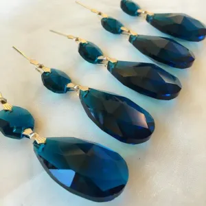 Zircon Blue Teardrops Chandelier Crystals Ornaments, Pack of 5