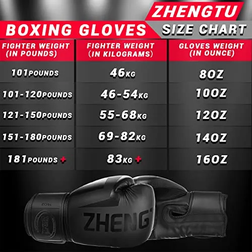 ZTTY Boxing Gloves PU Leather Kickboxing Muay Thai Punching Bag Mitts MMA Pro Grade Sparring Training Fight Gloves for Men & Women