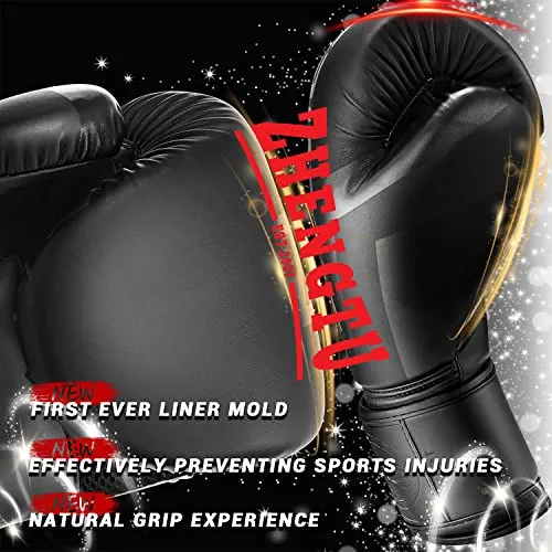 ZTTY Boxing Gloves PU Leather Kickboxing Muay Thai Punching Bag Mitts MMA Pro Grade Sparring Training Fight Gloves for Men & Women